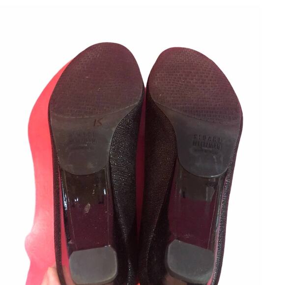 Stuart Weitzman Tofu Peep Toe Wedge Black 8.5 EUC - Picture 4 of 11